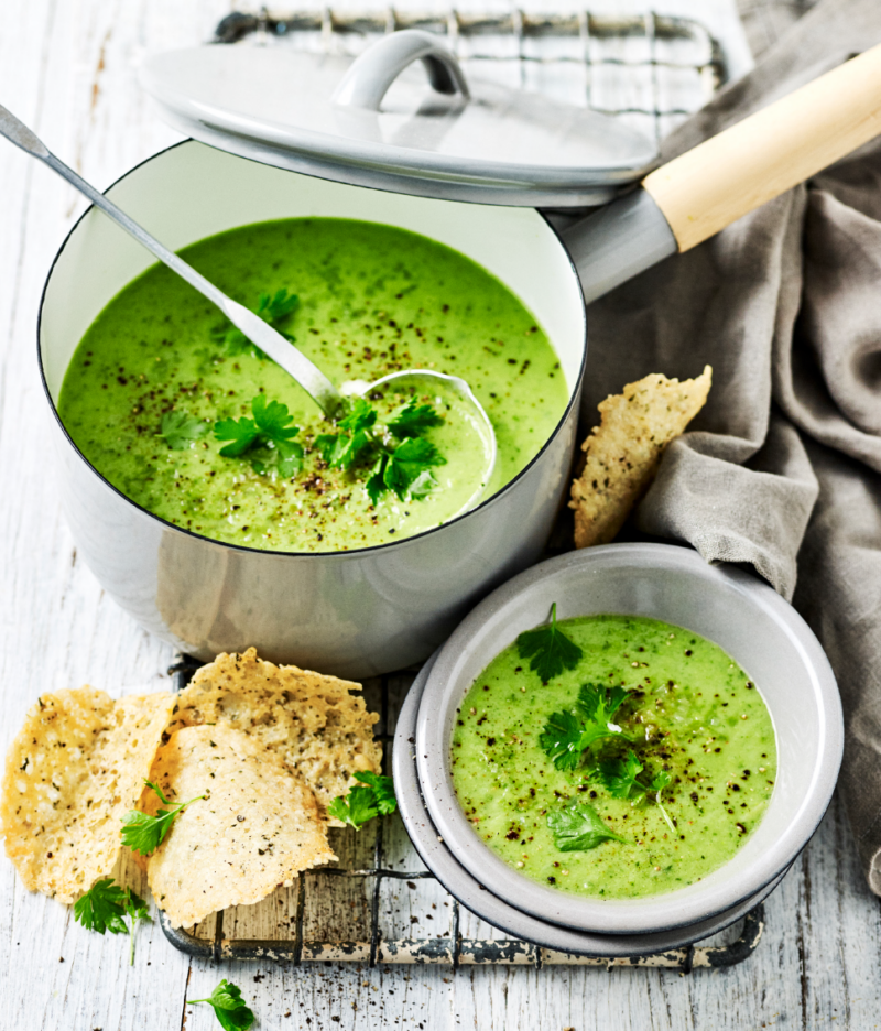 Recipe: Zucchini & Parmesan Soup with Parmesan Crisps