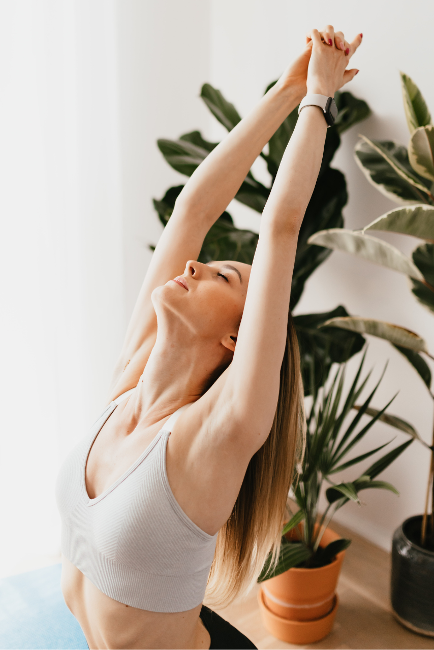 Zen inspired lady doing yoga moves